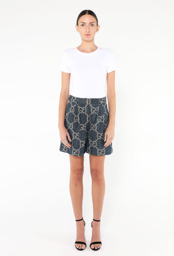 Gucci Resort 2022 Monogram Denim Shorts - 1