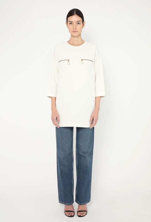 Céline 2010 Zipped White Tunic Top - 3 Céline 2010 Zipped White Tunic Top - 3