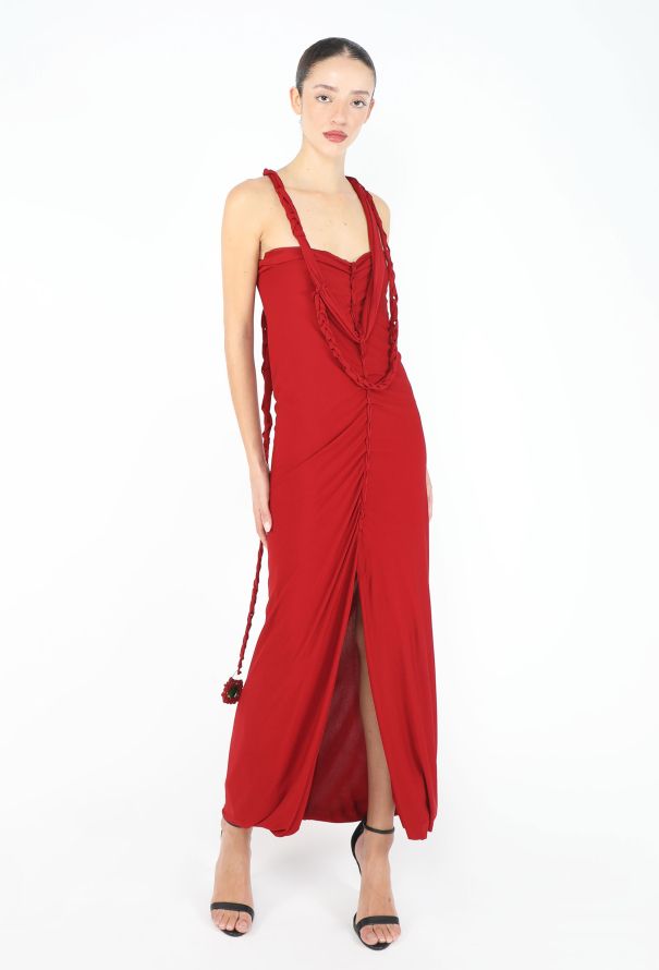 Jean Paul Gaultier 2002 Braided Trim Ruched Dress - 6