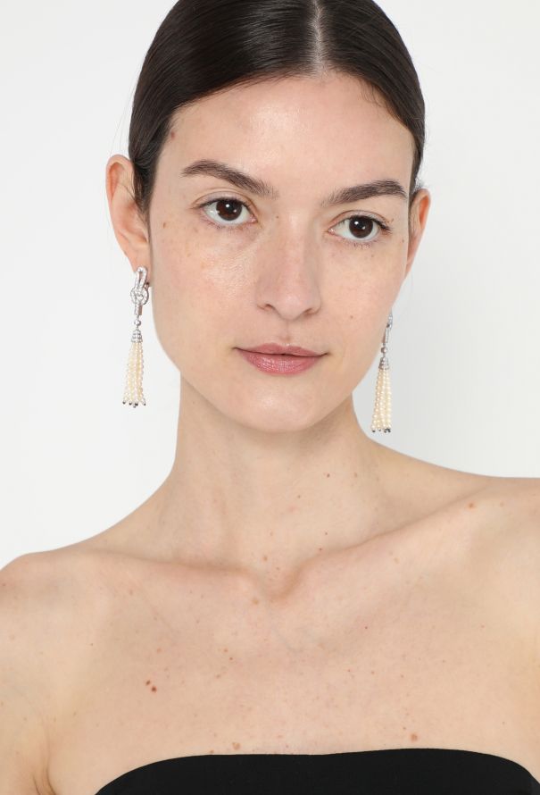 Cartier Agrafe Diamond and Pearl Earrings - 2