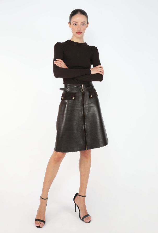 Gucci F/W 2000 Leather A-Line Skirt - 1