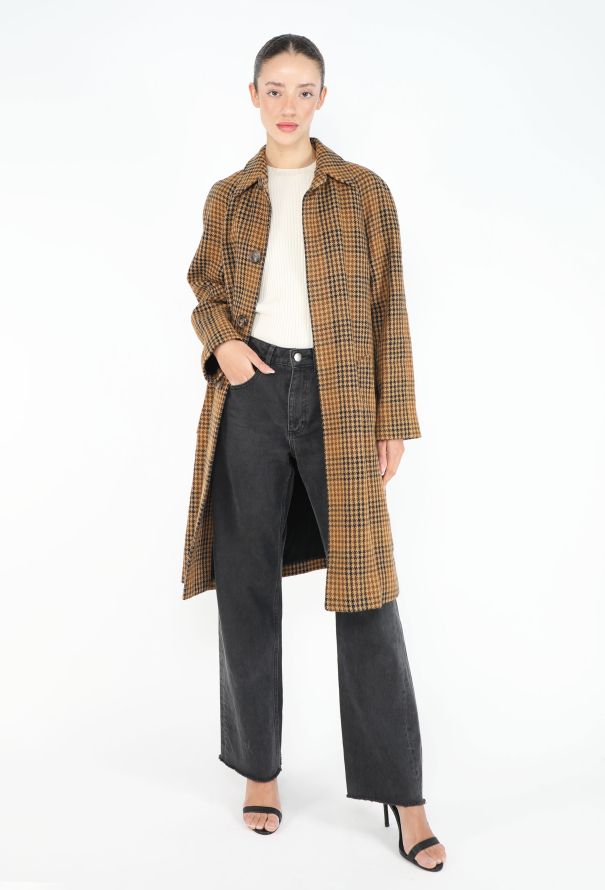 Saint Laurent 2014 Houndstooth Plaid Coat - 5