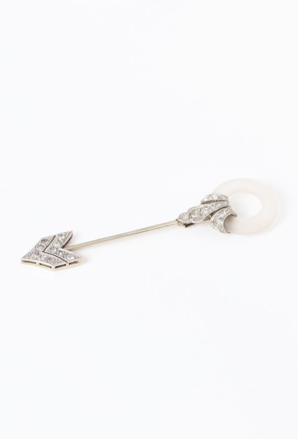 Vintage Fine Jewelry 18k White Gold & Rock Crystal Arrow Brooch - 2 Vintage Fine Jewelry 18k White Gold & Rock Crystal Arrow Brooch - 2
