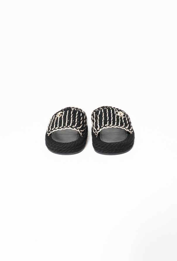 Resort 2021 Braided Knit Metallic 'CC' Slides, Authentic & Vintage