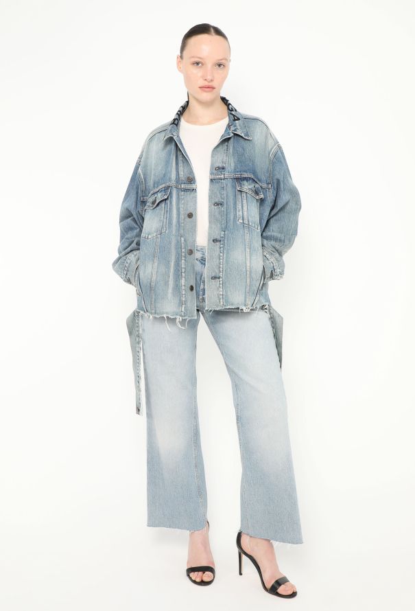 Balenciaga Distressed Logo Denim Jacket - 4 Balenciaga Distressed Logo Denim Jacket - 4