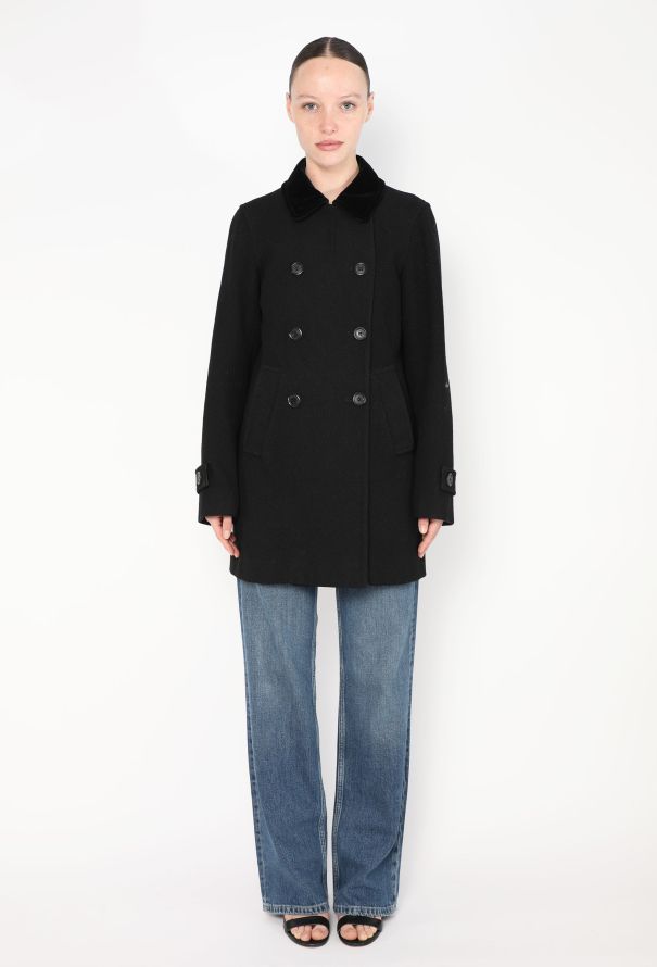 Louis Vuitton Velvet Trim Wool Peacoat - 2