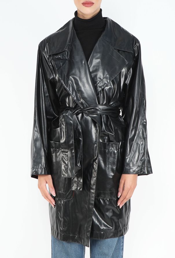 Saint Laurent 1990 Patent Belted Trench Coat - 3