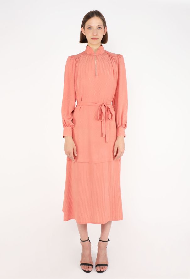 Chloé Vintage Belted Jacquard Silk Dress - 1