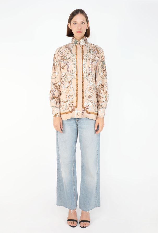 Hermès 1988 'Perles d'Orient et d'Occident' Silk Blouse - 5