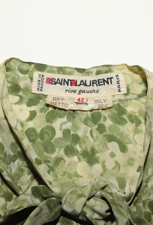 Saint Laurent 1975 Printed Silk Lavallière Dress - 5