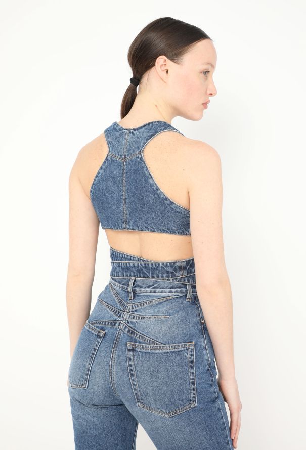 Alaïa 2023 Denim Halter Top - 2