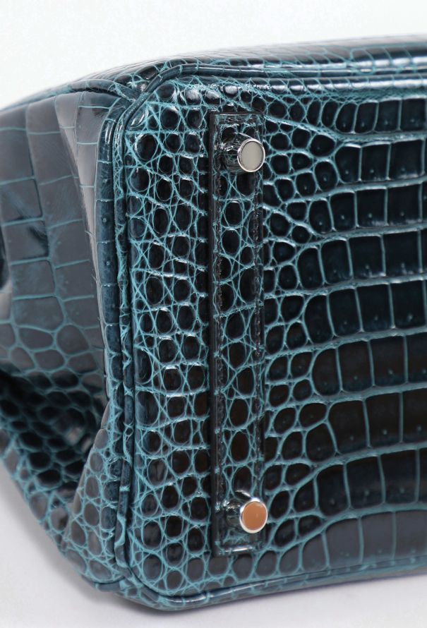 Hermès Exceptional  Vert Rousseau Porosus Birkin 30 - 11