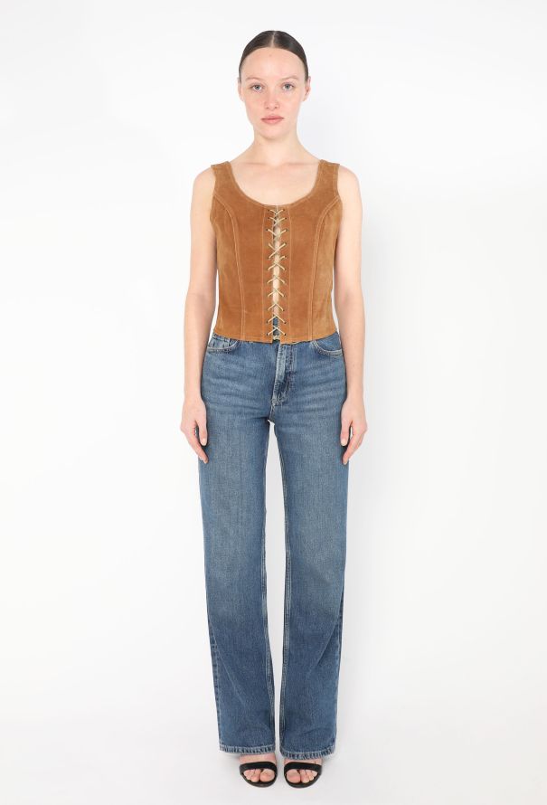 Suede Lace-Up Top - 2