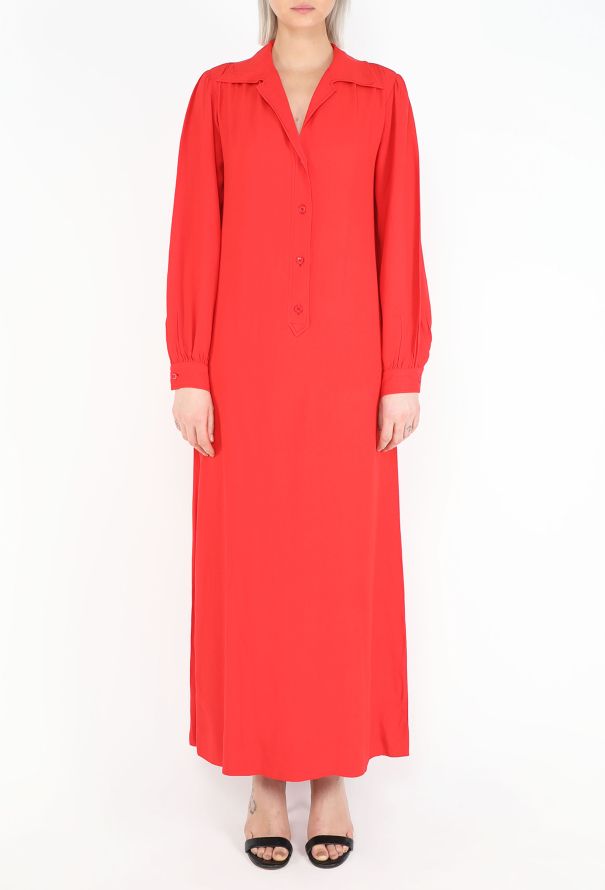 Saint Laurent S/S 1975 Collared Crêpe Maxi Dress - 4