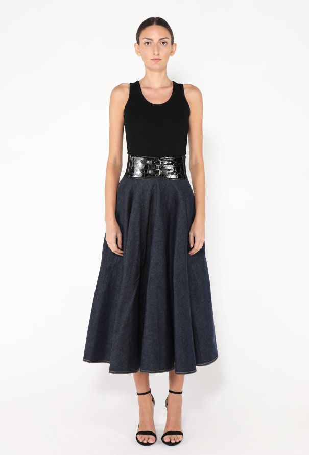 Alaïa 2022 Belted Denim Skirt - 2