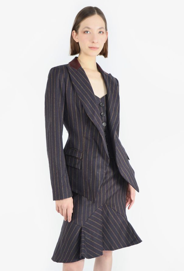 John Galliano 2006 Trompe l’Œil Pinstripe Ensemble - 1