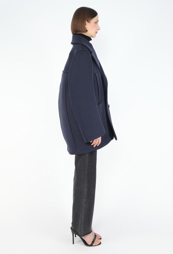 Bottega Veneta F/W 2022 Oversized Curved Peacoat - 1