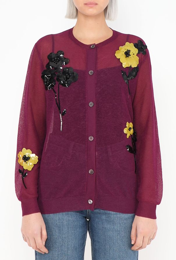 Miu Miu F/W 2023 Floral Appliqué Cardigan - 1