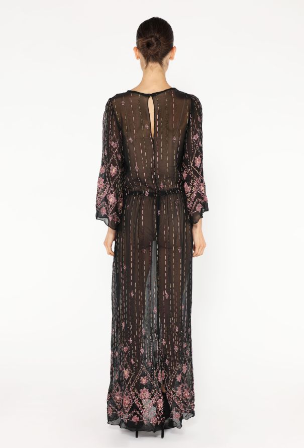 Hand-Beaded Voile Kaftan - 4