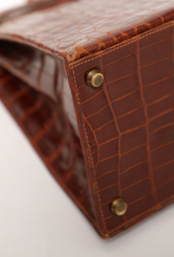 Hermès Ultra-Rare Vintage Brown Porosus  'Sac à Dépêches' Kelly 36 - 10