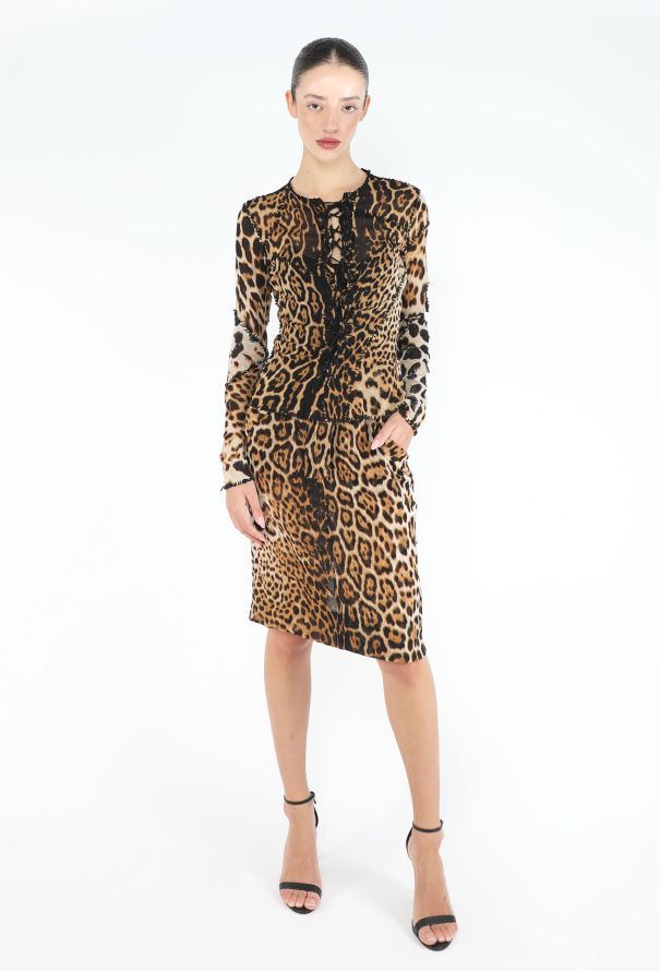 Saint Laurent ICONIC S/S 2002 Lace-Up Leopard Ensemble - 2