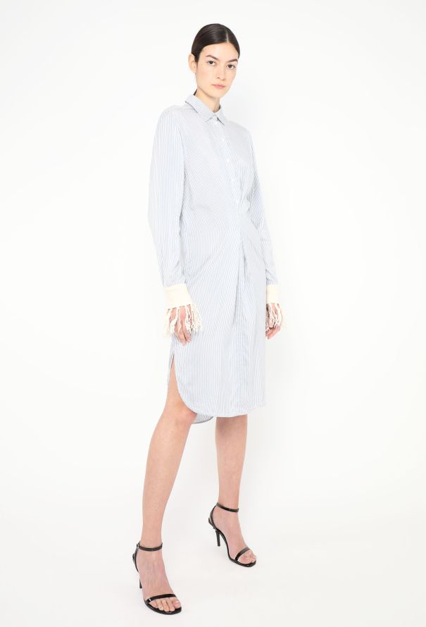 Loewe Fringed Cuff Silk Shirt Dress - 2 Loewe Fringed Cuff Silk Shirt Dress - 2