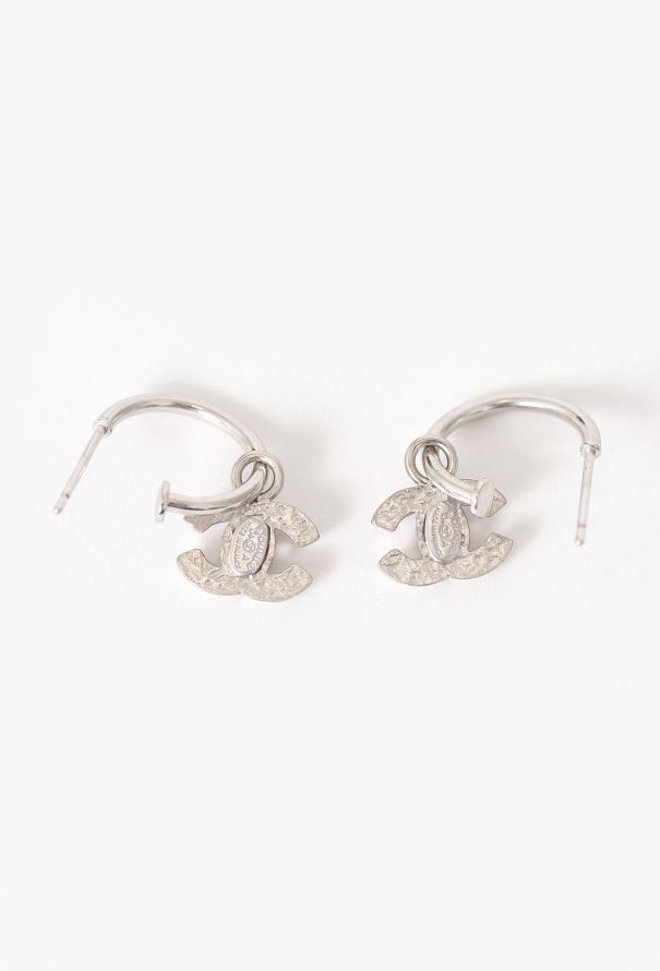 Chanel Enamel Pendant Hoop Earrings - 2 Chanel Enamel Pendant Hoop Earrings - 2