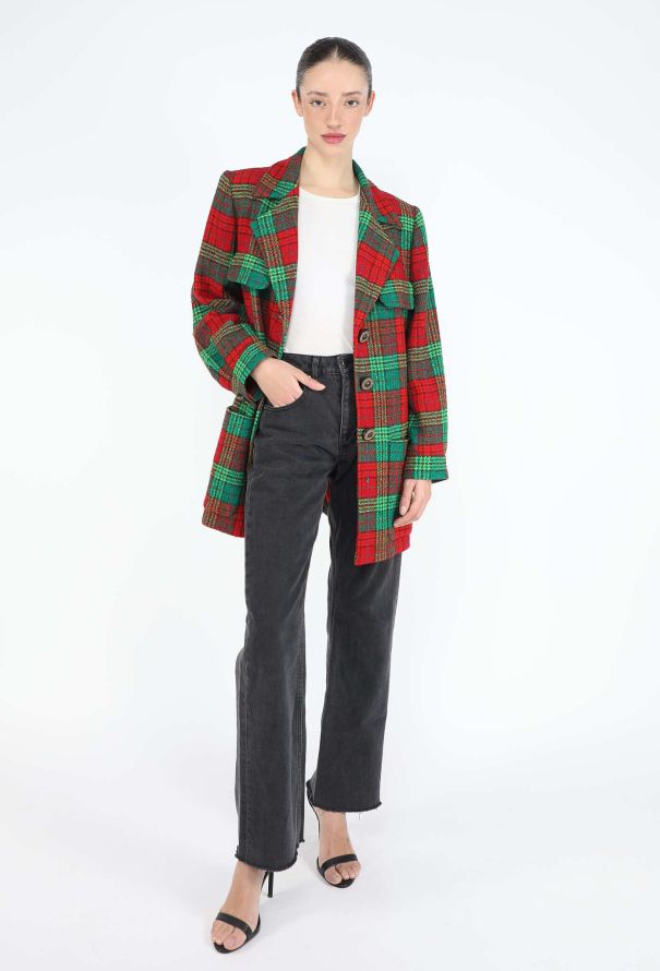 Saint Laurent F/W 1996 Tartan Belted Blazer - 7