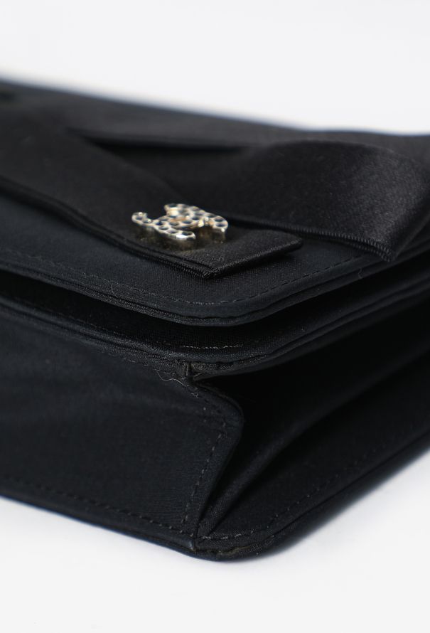 Chanel Black Satin Bow Flap Clutch - 10