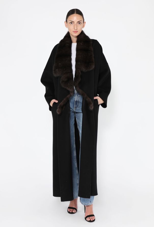 Loro Piana Baby Cashmere & Russian Sable Double-Face Belted Coat - 1