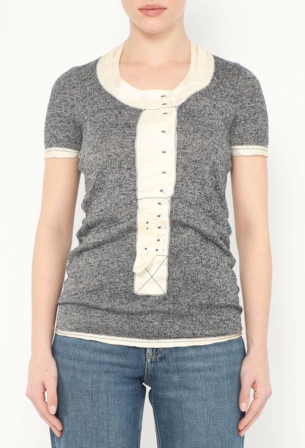 Balenciaga 2002 Silk Trim Linen Top - 1
