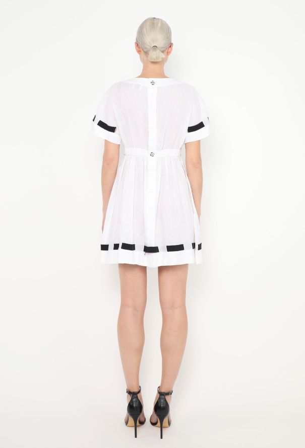 Chanel 1988 Linen Grosgrain Trim Dress - 3 Chanel 1988 Linen Grosgrain Trim Dress - 3