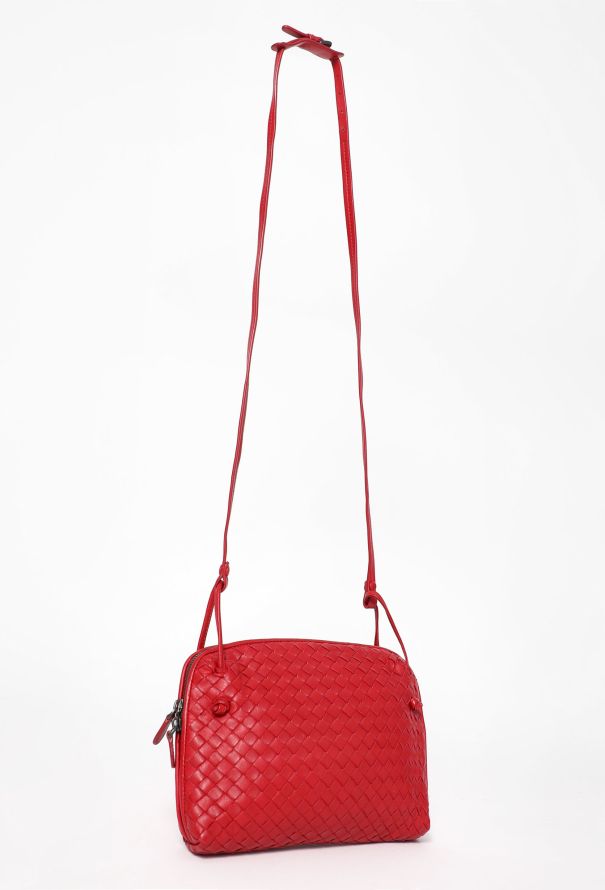 BOTTEGA VENETA(正規品/送料関税込み)INTRECCIATO NODINI CROSS Red Intrecciato Nodini Crossbody Bag | Authentic & Vintage