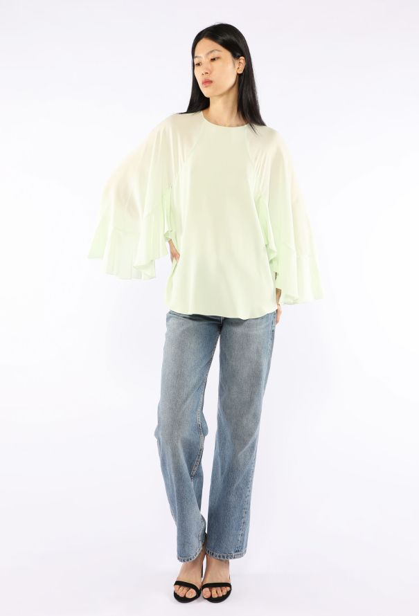 Chloé Ruffle Cape Sleeve Blouse - 2