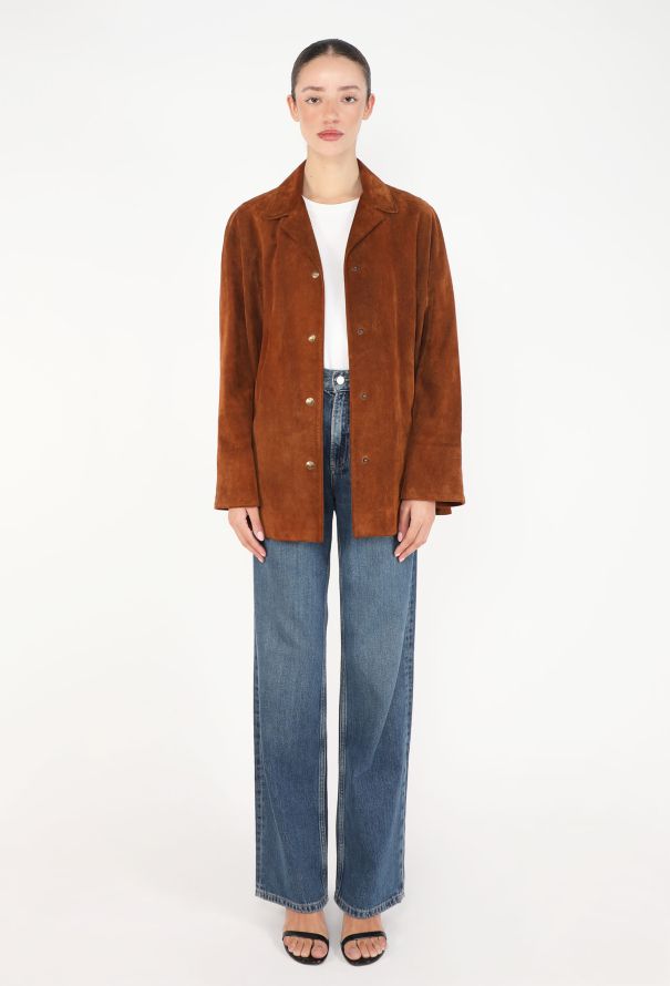 Hermès Vintage Notched Suede Jacket - 1