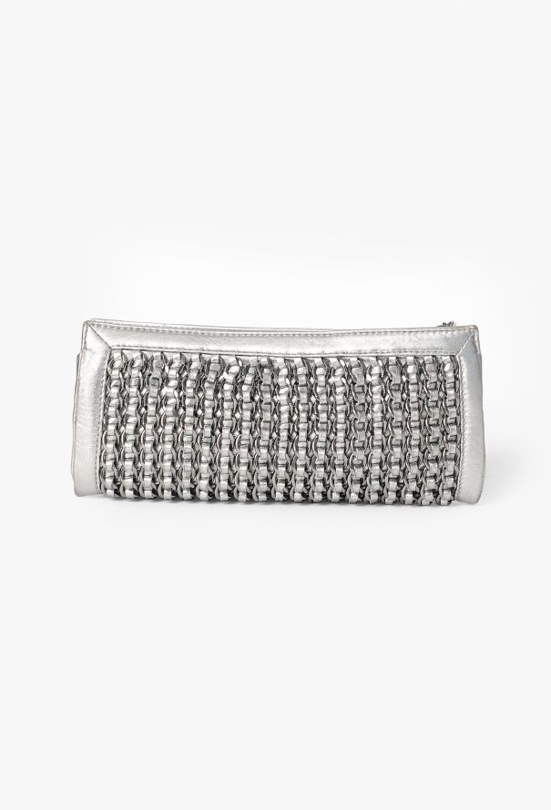 Chanel Metallic Silver Chainlink Clutch - 5