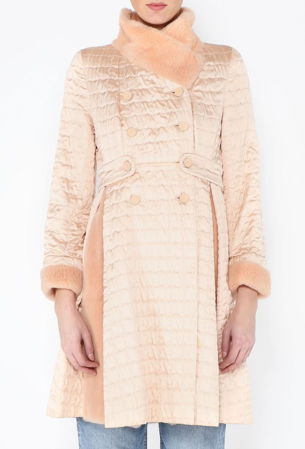 Chanel RARE F/W 2001 Fur Trim Silk Peacoat - 3