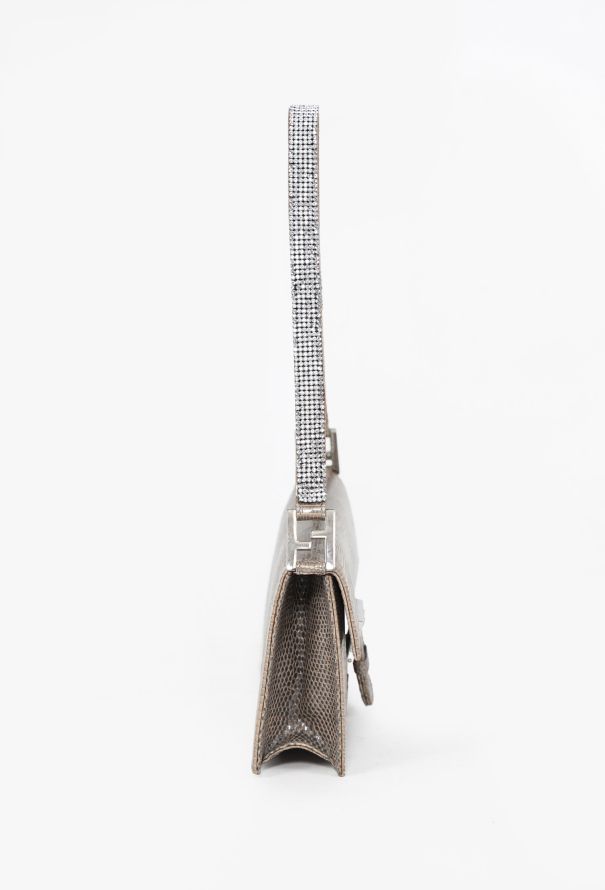 Fendi Lizard-Embossed Baguette Shoulder Bag - 3
