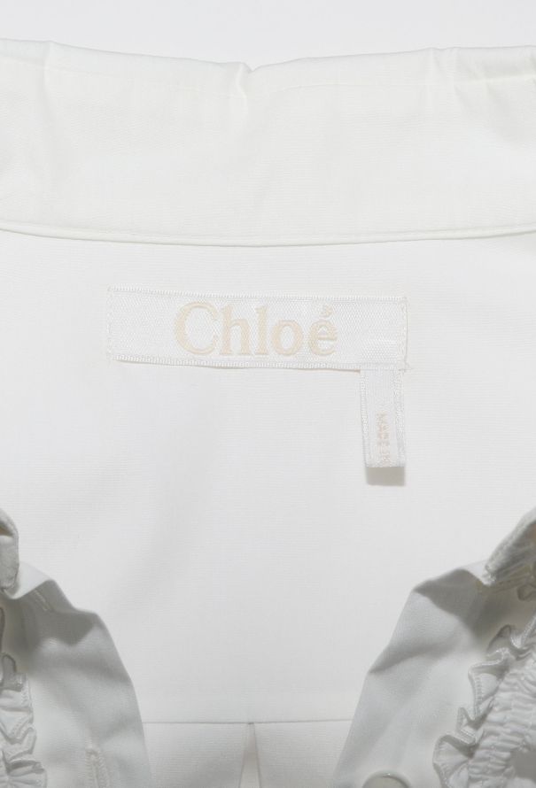 Chloé Ruffled Poplin Lace Shirt Dress - 7 Chloé Ruffled Poplin Lace Shirt Dress - 7