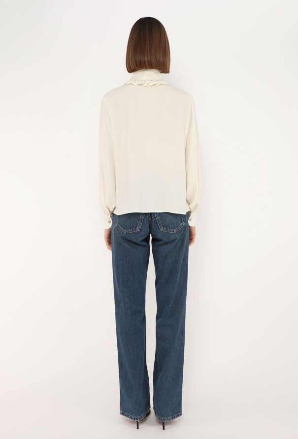 Chanel 2019 Ruffled Trim Silk Blouse - 5