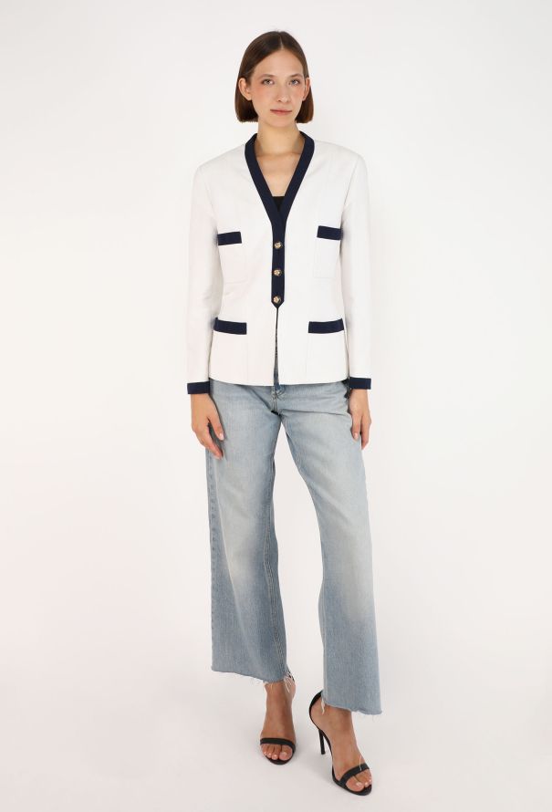 Chanel Camélia Piqué Cotton Blazer, S/S 1992 - 3