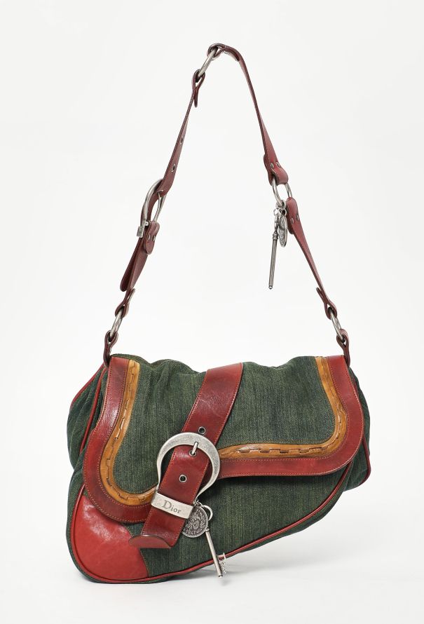 Dior S/S 2006 Denim Gaucho Double Saddle Bag - 1