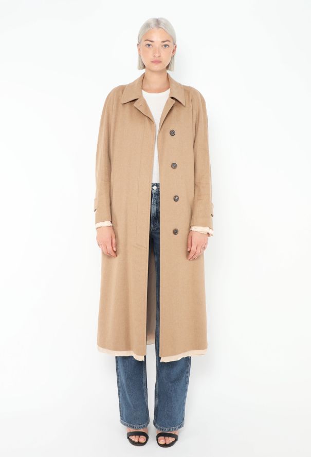 Miu Miu S/S 2022 Satin Trim Camel Coat - 1