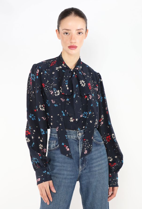 Balenciaga F/W 2017 Floral Lavallière Blouse - 1