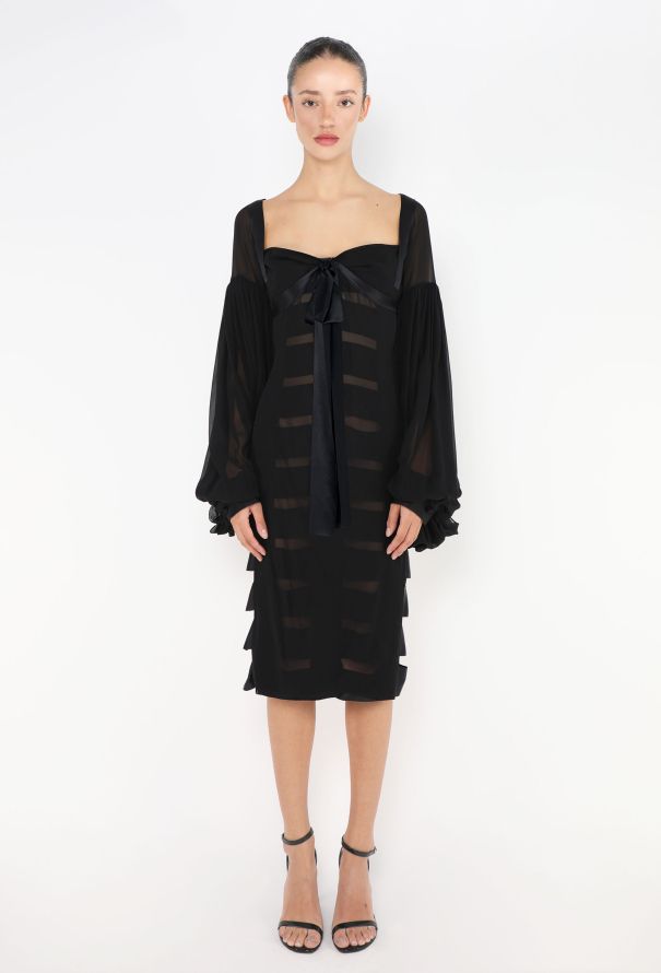 Saint Laurent ICONIC F/W 2002 Chiffon Ribbon Dress - 3