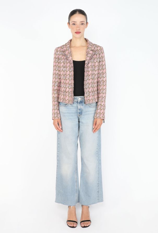 Chanel Bicolor Checkered Tweed Jacket - 3