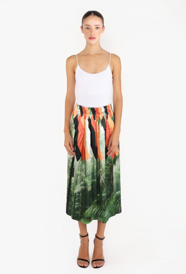 Dries Van Noten Tropical Print Charmeuse Skirt - 1