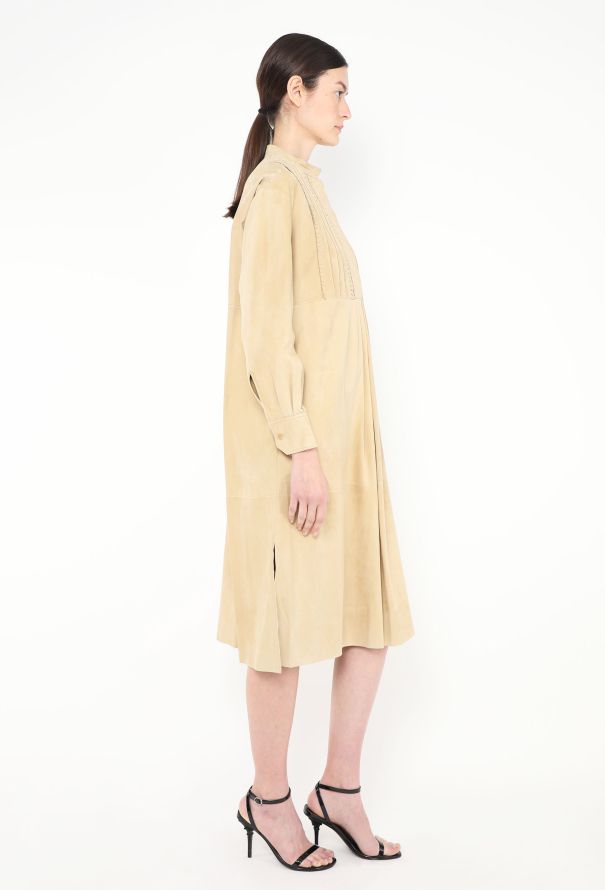 Hermès 2019 Pleated Suede Smock Dress - 1