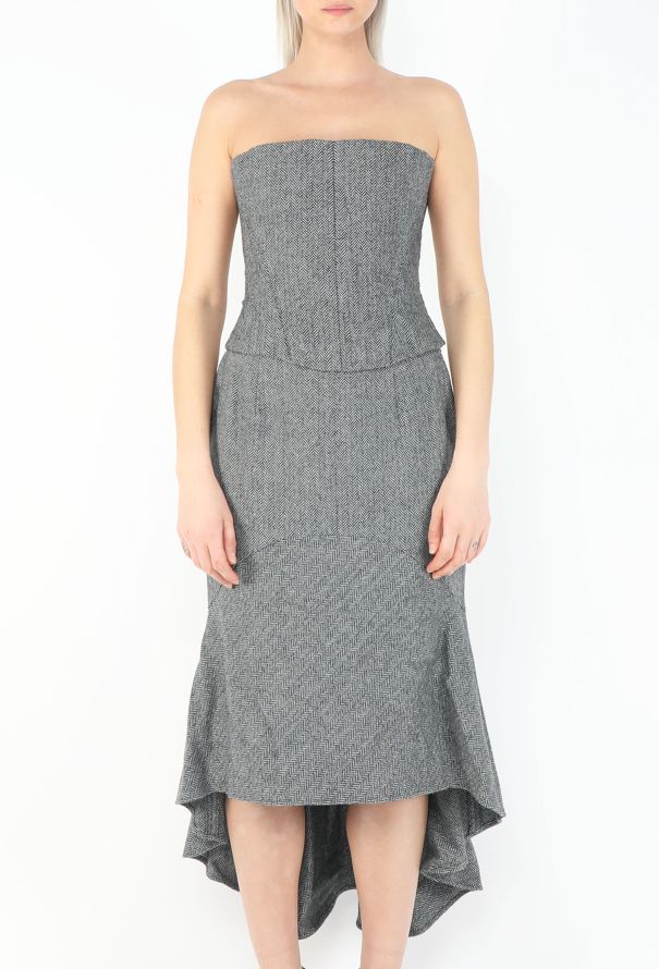 Chloé F/W 1999 Herringbone Corset Ensemble - 4