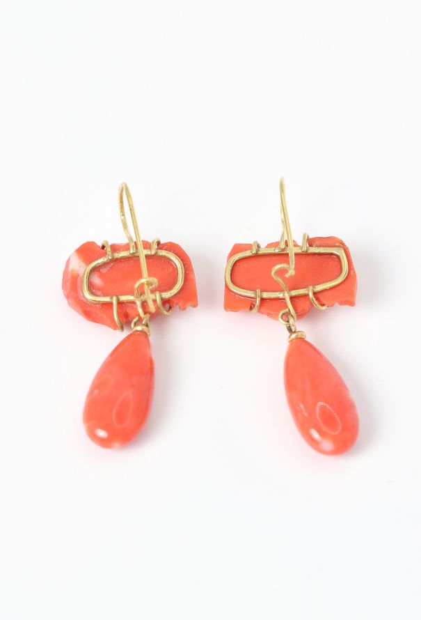 Vintage Fine Jewelry 18k Yellow Gold & Coral Angel Earrings - 6 Vintage Fine Jewelry 18k Yellow Gold & Coral Angel Earrings - 6